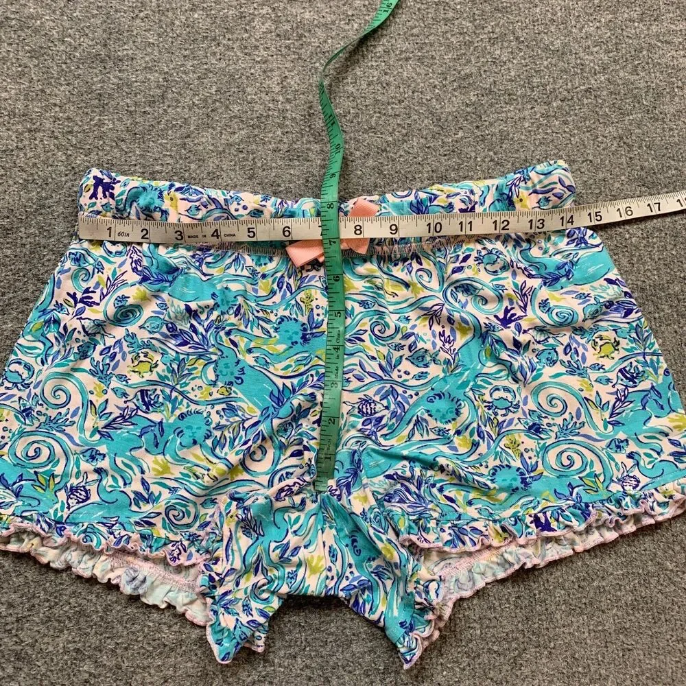 Lilly Pulitzer Shorts‎ Womens S Small Multi Ruffle Trim Bringing Mermaid PJ Knit